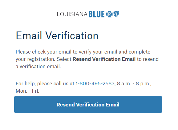 Photo of the email verification screen